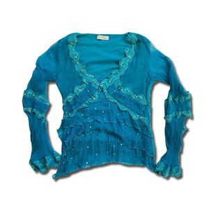 Blue Fairy Blouse with Frills